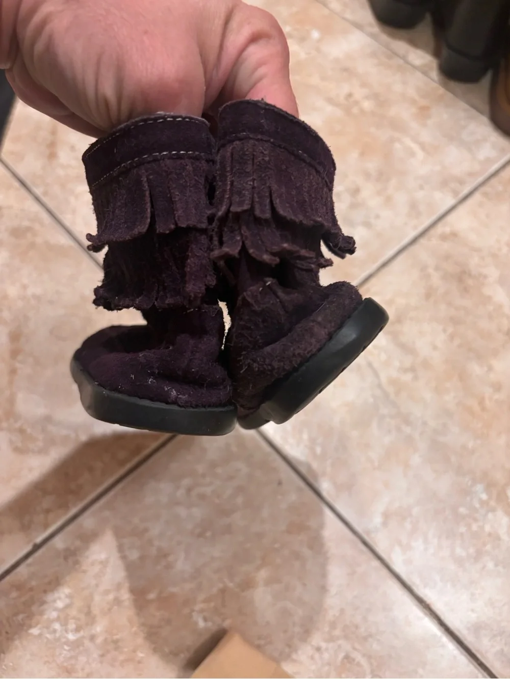 See Kai Run Plum Suede Fringe Ankle Boots